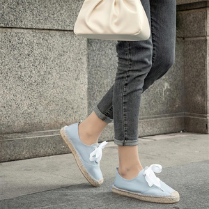 Espadrilles à lacets pour femmes, baskets minimalistes en toile respirante avec lacets en ruban, chaussures en jute tissé, chaussures de tous les jours - Product Image 5