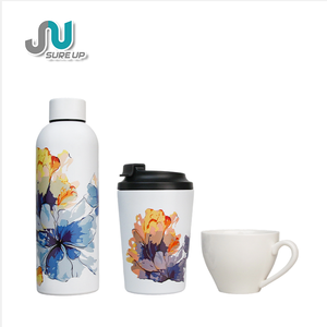 مجموعة 3 في 1 تشمل قارورة فراغية من الفولاذ المقاوم للصدأ سعة 500 مل وكوب قهوة فراغي سعة 300 مل وكوب سيراميك للهدايا الترويجية للأعمال وحفلات الزفاف - Product Image 3