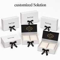 Boîte cadeau rigide magnétique de luxe personnalisée avec logo, étanche, portable, en forme de livre, avec ruban satiné et processus de dorure pour vêtements
