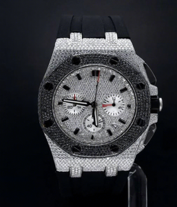 Reloj de Acero Inoxidable para Hombre con Moissanita y Diamantes de Corte Brillante Redondo con Claridad VVs, Diseño Hip Hop, Resistencia al Agua de 10 Bares - Product Image 1
