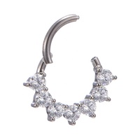 ASTM F136 Titanium 8 cincin Clicker berengsel zirkon bening cincin hidung Clicker Septum