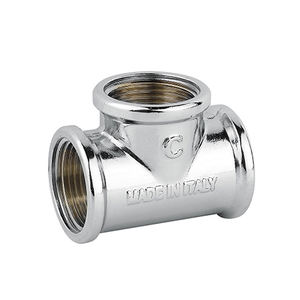 Raccord de plomberie en laiton chromé TEE FFF 3/8, fabriqué en Italie - Product Image 1