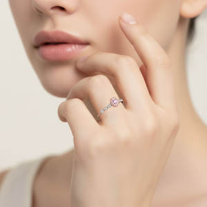 Anillos de Diamantes Rosados de Lujo de Alta Gama, Serie de Oro Blanco Sólido de 18K con Diamantes Naturales Reales, Anillo de Compromiso para Pareja, Superventas - Product Image 6