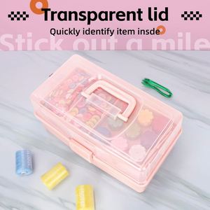 Three-Layer Multipurpose Storage 2 Trays Folding Tool Art Crafts Case <b>Sewing</b> Supplies Organizer Medicine <b>Box</b> Custom Logo - Product Image 3