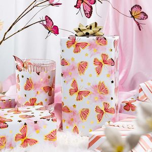 MAYPLUSS Girl Wrapping <b>Paper</b> <b>Roll</b> 17in x 16.5ft Gold Foil Butterfly Pink Gift <b>Wrap</b> for Baby Shower Bridal Wedding - Product Image 5