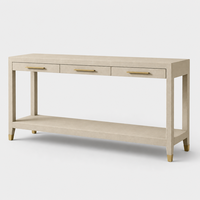 Console de luxe légère classique en cuir gaufré façon peau de requin avec cadre en bois massif et 3 tiroirs à fermeture douce pour grossistes en meubles