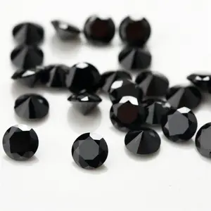 Wuzhou cz all'ingrosso pietre 5A 0.8-10mm tonde taglio brillante zirconio cubico sfuse gemma nero per anello di zirconio cubico