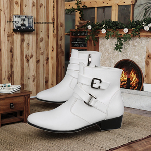 Trendy Men's Microfiber Leather Western Chelsea Boots Winter Autumn Custom Size 39-47 High Ankle Heel Anti-Slippery Zip Closure - Product Image 3