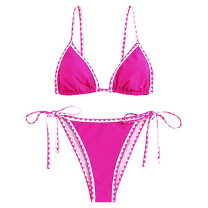 Bikini a triangolo da donna con stringhe floreali Bikini Set due pezzi costume da bagno personalizzato giovane Sexy Bikini Hot - Product Image 1