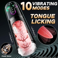 Beheizbarer Männlicher Masturbator mit Penispumpe - 5-in-1 Männliches Sexspielzeug mit 10 Vibrations- & Leckmodi, 7 Stoß- & 5 Saugmodi