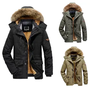 Vendita calda uomini moda personalizzata giacca invernale da uomo in pelliccia con cappuccio caldo cappotto imbottito giacca Parka maschile