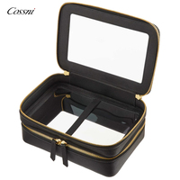 Fermeture éclair tendance en cuir végétalien Saffiano pour sacs et pochettes, entièrement personnalisable, étanche, en PVC transparent double couche pour pinceaux de maquillage