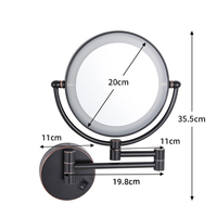 Cermin Rias LED Dinding 8" Dapat Diperpanjang Dua Sisi Perbesaran 1X/3X/5X/7X/10X 6 Pilihan Warna Finishing untuk Kamar Tamu Hotel
