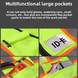Áo khoác phản quang màu xanh lá cây huỳnh quang, thoáng khí, đạt tiêu chuẩn ANSI Class 2, đèn LED nhấp nháy, đạt chứng nhận EN ISO 20471, dành cho công trường xây dựng - Product Image 3