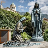 Décoration extérieure catholique, grande statue en laiton de Sainte Bernadette, statue de la Vierge Marie grandeur nature, sculpture en bronze de Sainte Bernadette
