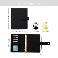 Hongbo Nouveauté Best-seller : Couverture de carnet A6 en cuir grainé robuste avec anneaux noirs/dorés, 35 couleurs, avec feuille volante incluse