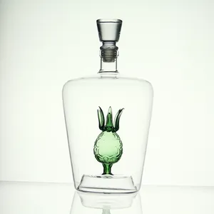 Ausgestattete 1000ml 750ml 500ml handgemachte glas schnaps flaschen für wodka tequila whisky wein flasche mit die glas deckel