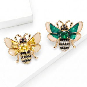 Broche vintage en forme d'abeille pour <span class=keywords><strong>homme</strong></span> et femme, petite broche en strass, insecte, pour accessoires vestimentaires de mariage, vente en gros - Product Image 3