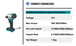 Taladro percutor inalámbrico sin escobillas, destornillador sin escobillas – juego de herramientas eléctricas - Product Image 3