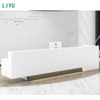 Bureau de réception en bois MFC au design moderne Liyu, logo personnalisé, table de réception blanche pour hôpital