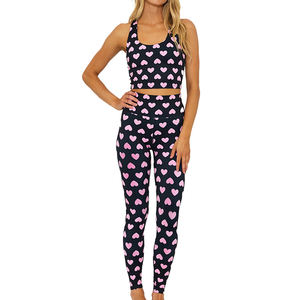 Conjunto Deportivo Sin Costuras para Mujer, <span class=keywords><strong>Body</strong></span> sin Mangas con <span class=keywords><strong>Escote</strong></span> en U, Traje de Yoga con Estampado de Corazón Personalizado para Gimnasio y Fitness - Product Image 3