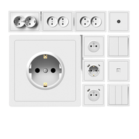 Prise de courant Schuko double pôle norme UE, interrupteur d'éclairage, modèle B2 10A 250VAC, cadre modulaire PC durable, fabrication OEM CNBW pour usage domestique