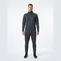 Ensemble de survêtement de football gris avec fermeture éclair, maillot de foot respirant à séchage rapide, tenue d'équipe personnalisable avec logo, boutons sur le devant, unisexe adulte 100%