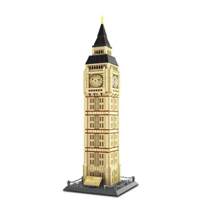 WANGE 5216 UK London Big Ben Toys Model 3D batu bata kecil rakitan hadiah untuk anak-anak dewasa 1666 buah blok bangunan sangat sulit