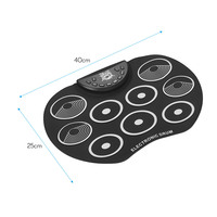 Batterie électronique enroulable avec 9 pads en silicone, alimentation USB/piles, baguettes et pédales pour enfants