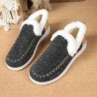 Chaussons pour femmes doublés de fausse fourrure, style mocassin, à enfiler, chauds pour l'hiver, noir, gris, bleu