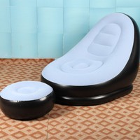 Ensemble de deux chaises gonflables épaissies avec repose-pieds, en PVC écologique floqué, design ergonomique pour usage extérieur et domestique