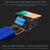 Pengisi Daya Cerdas Dua Saluran 16A AC 400W DC 600W Dengan Servo Tester untuk Distributor LiPo RC Karton Grosir
