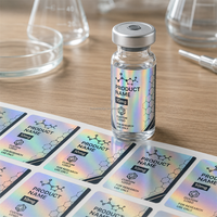 Étiquettes autocollantes holographiques OEM d'usine pour flacons de 3 ml, 5 ml, 10 ml, pour utilisation en recherche, flacons en verre étanches