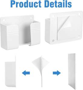 Soporte de Teléfono Multifuncional de Plástico de Una Sola Capa, Soporte de Carga para Montar en la Pared Sin Perforaciones, para Control Remoto de TV, Sala de Estar, Inyección - Product Image 4