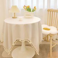 Nouveau Style sans rides Anti-décoloration nappe gland carré intérieur et extérieur Table à manger couverture coton lin nappe