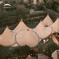 Combinaison extérieure Glamping Tente indienne Safari Toile de coton Cadre en bois Tipi Yourte Tipi Tente de fête Mariage