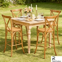 Tabouret de bar en bois massif de haute qualité avec dossier en X, chaise haute de comptoir en bois pour restaurant, café, mariage, fête