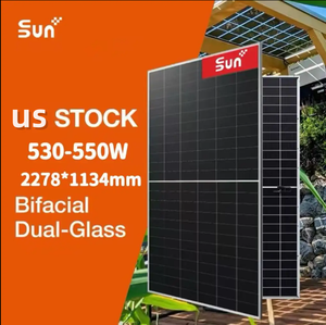 Panneau photovoltaïque SUNPLUS 550W N-Type bifacial double vitrage tout noir, en stock aux États-Unis |   Efficacité de 21,3% |   Conçu pour les environnements difficiles - Product Image 1