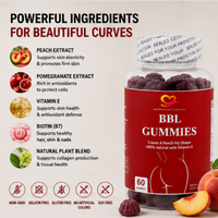 Gummies BBL Personnalisées 60 Unités – Complément Herbal Naturel pour le Soutien des Fessiers, la Forme des Hanches et les Courbes – OEM ODM