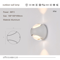 Applique murale LED double tête réglable en aluminium, style simple, étanche IP54, 3W 2x4W, 3000K, pour hôtel, maison, escaliers, patio, jardin