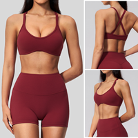 Soutien-gorge de sport pour femme, col en U bas, dos croisé, léger, sans couture, sensation seconde peau, fines bretelles, anti-choc, pour yoga et entraînement en salle de sport
