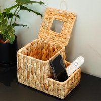Boîte à mouchoirs en jacinthe d'eau tressée avec couvercle en rotin, boîte à papier hygiénique pour salon domestique, rangement pour distributeur de papier