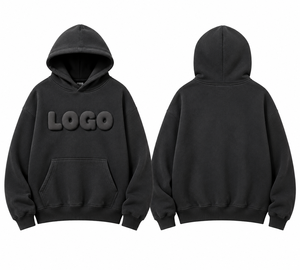 เสื้อฮู้ดพิมพ์ลายพัฟฟ์แบบกำหนดเอง 500GSM ผ้าฝ้าย 80% โพลีเอสเตอร์ 20% ผ้าฟลีซหนานุ่มทรงโอเวอร์ไซส์ ผู้ผลิตเสื้อผ้าสั่งทำ - Product Image 3
