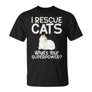 T-shirt I Rescue Cats Whats Your Superpower pour adulte, petit t-shirt de sauvetage pour chat - Product Image 1
