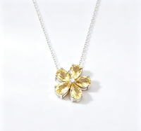 Collier pendentif fleur en argent sterling S925 incrusté de pierre naturelle, charme minimaliste pour femme