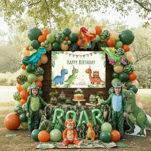 <span class=keywords><strong>Arche</strong></span> de ballons vert sauge et marron, ballons en aluminium, toile de fond, feuilles de palmier pour fête d'anniversaire sur le thème de la jungle, du safari, du rugissement des dinosaures pour enfants - Product Image 5