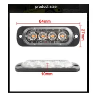 Feux de position latéraux de voiture ultra-minces à 4 LED pour camions Lampe flash stroboscopique Lampe d'avertissement d'urgence clignotante à LED