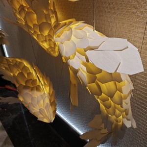 Lustre en forme de poisson, LED doré à six têtes, éclairage commercial pour restaurants, hôtels, halls, décoration artistique - Product Image 4