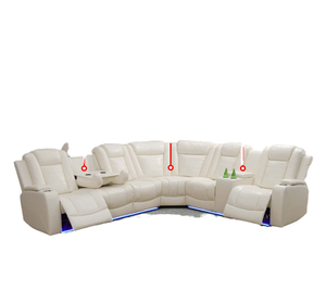 White Breathing Leather 3-Piece Living Room Recliner <b>Sofa</b> <b>Set</b> with Modern Design Eco-Friendly Features for Hotel & Villa Use - Product Image 1