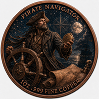 Pièce de monnaie de défi Pirate Navigator en cuivre fin .999 de 1 oz, design de médaille commémorative de collection, objet de décoration, cadeau